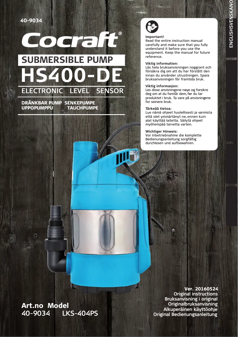 Imagen de la primera página del manual del dispositivo HS 400-DE