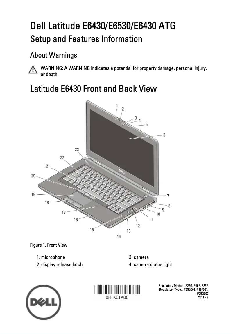 Page 1 de la notice Guide d'installation Dell Latitude E6430
