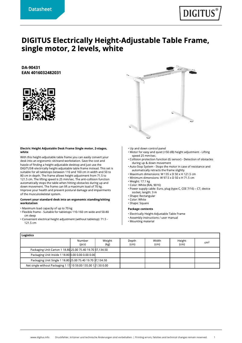 Página 1 del manual Ficha técnica Digitus DA-90431