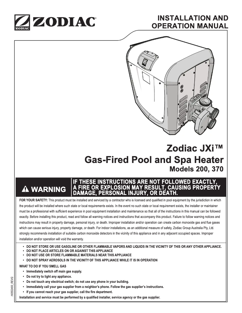 Page 1 de la notice Manuel utilisateur Zodiac JXi 370Mj