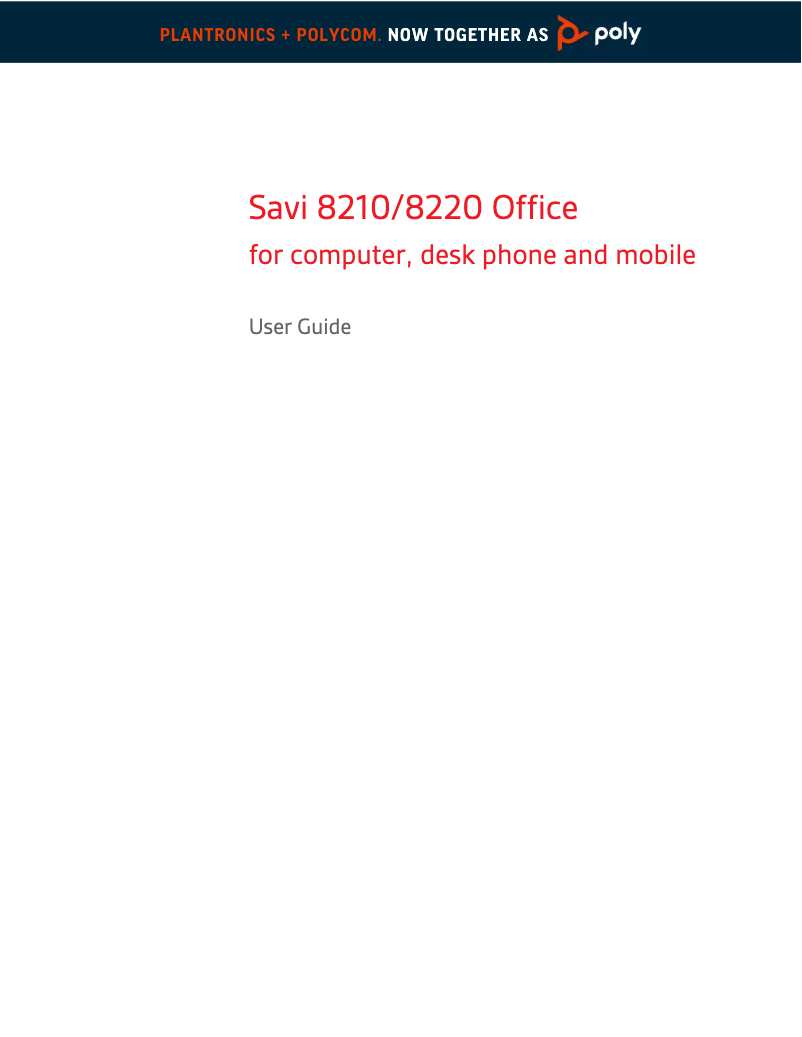 Page n°1 - Manuel utilisateur Plantronics Savi 8220