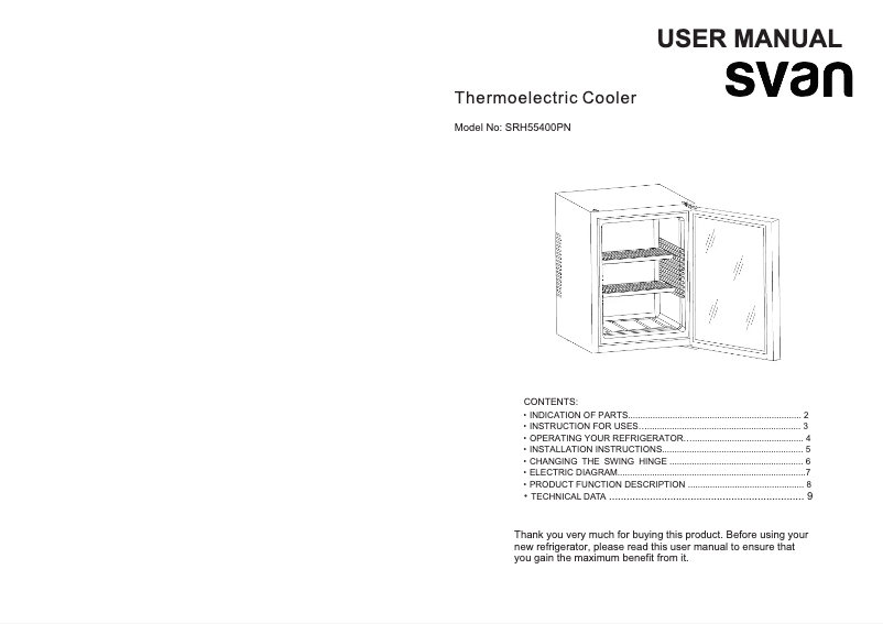 Page 1 de la notice Manuel utilisateur SVAN SRH55400PN