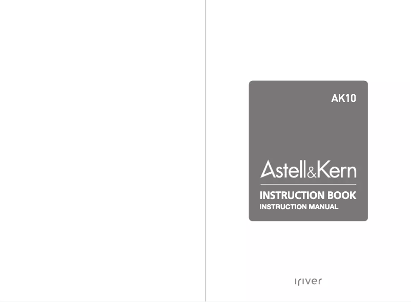 Page 1 de la notice Manuel utilisateur Astell&Kern AK10