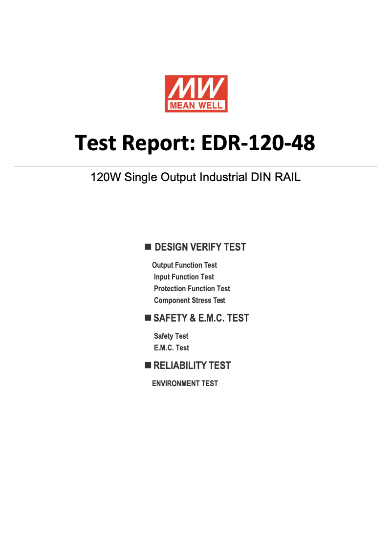 Page 1 de la notice Fiche technique Mean Well EDR-120-48
