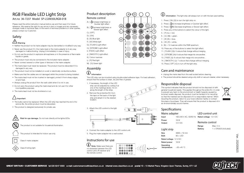 Image de la première page du manuel de l'appareil SP-LS3M30LRGB-01B