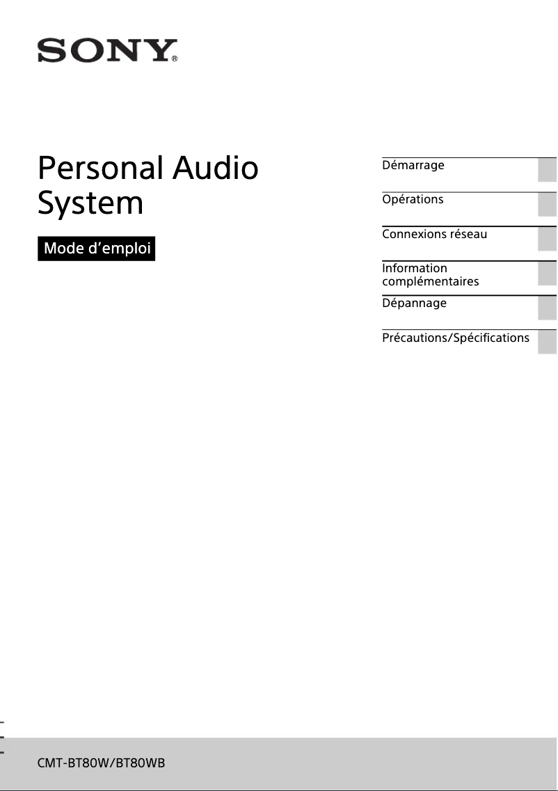 Image de la première page du manuel de l'appareil CMT-BT80W