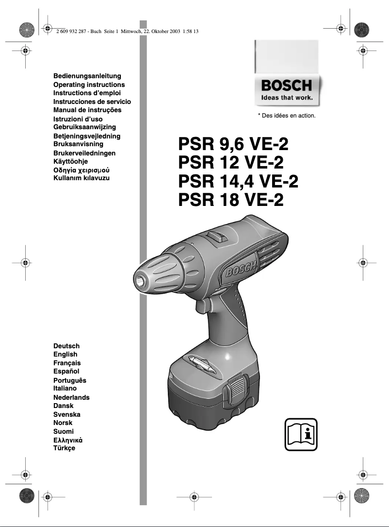 Page 1 de la notice Manuel utilisateur Bosch PSR 12 VE-2