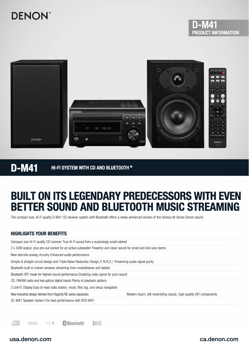 Página 1 del manual Ficha técnica Denon D-M40