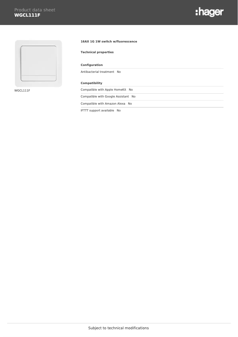 Image de la première page du manuel de l'appareil WGCL111F