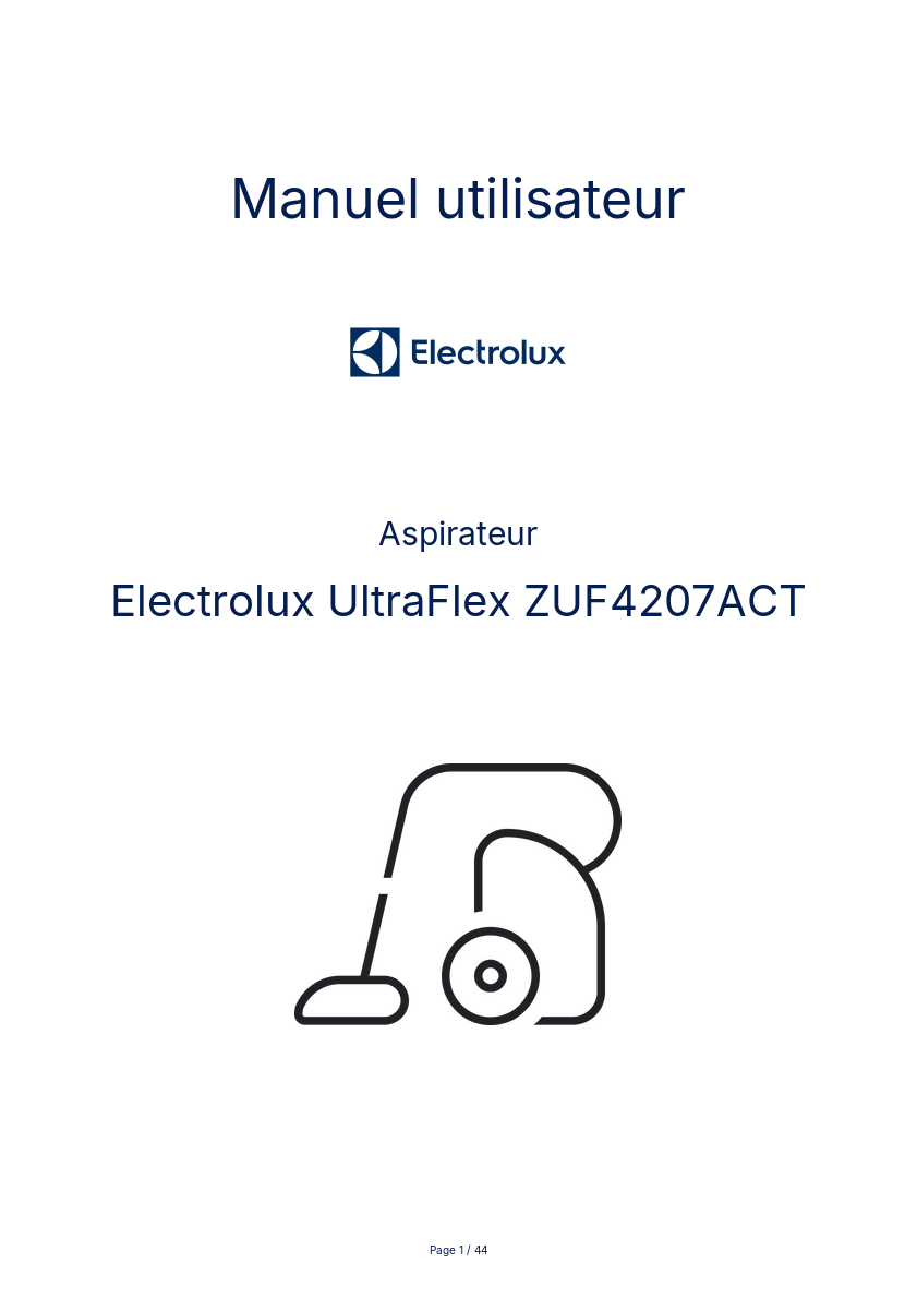 Page n°1 - Manuel utilisateur Electrolux UltraFlex ZUF4207ACT