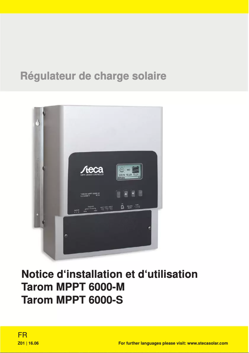 Image de la première page du manuel de l'appareil Tarom MPPT 6000-M