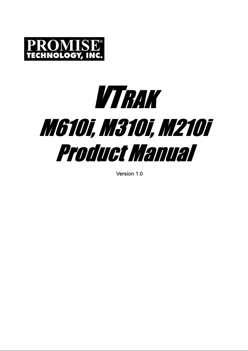 Page n°1 - Manuel utilisateur Promise Technology VTrak M610i