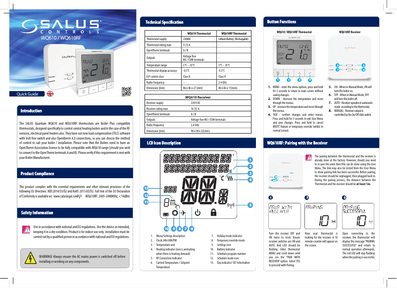 Image de la première page du manuel de l'appareil WQ610RF