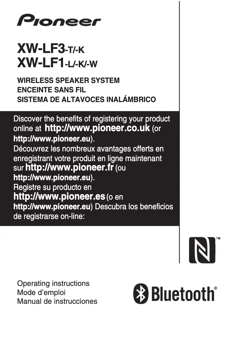 Page 1 de la notice Manuel utilisateur Pioneer XW-LF3-T