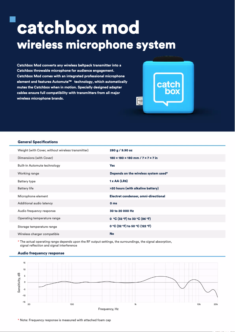 Page 1 de la notice Fiche technique Catchbox Mod