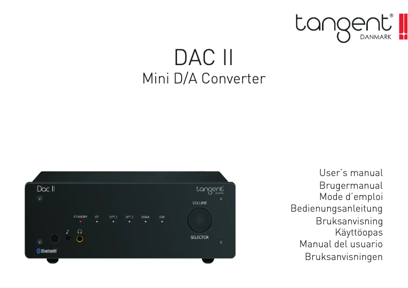 Page n°1 - Manuel utilisateur Tangent DAC II