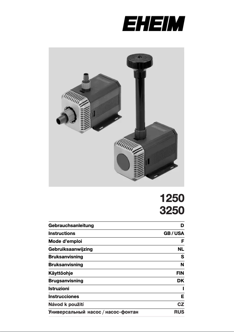 Page 1 de la notice Manuel utilisateur Eheim 3250