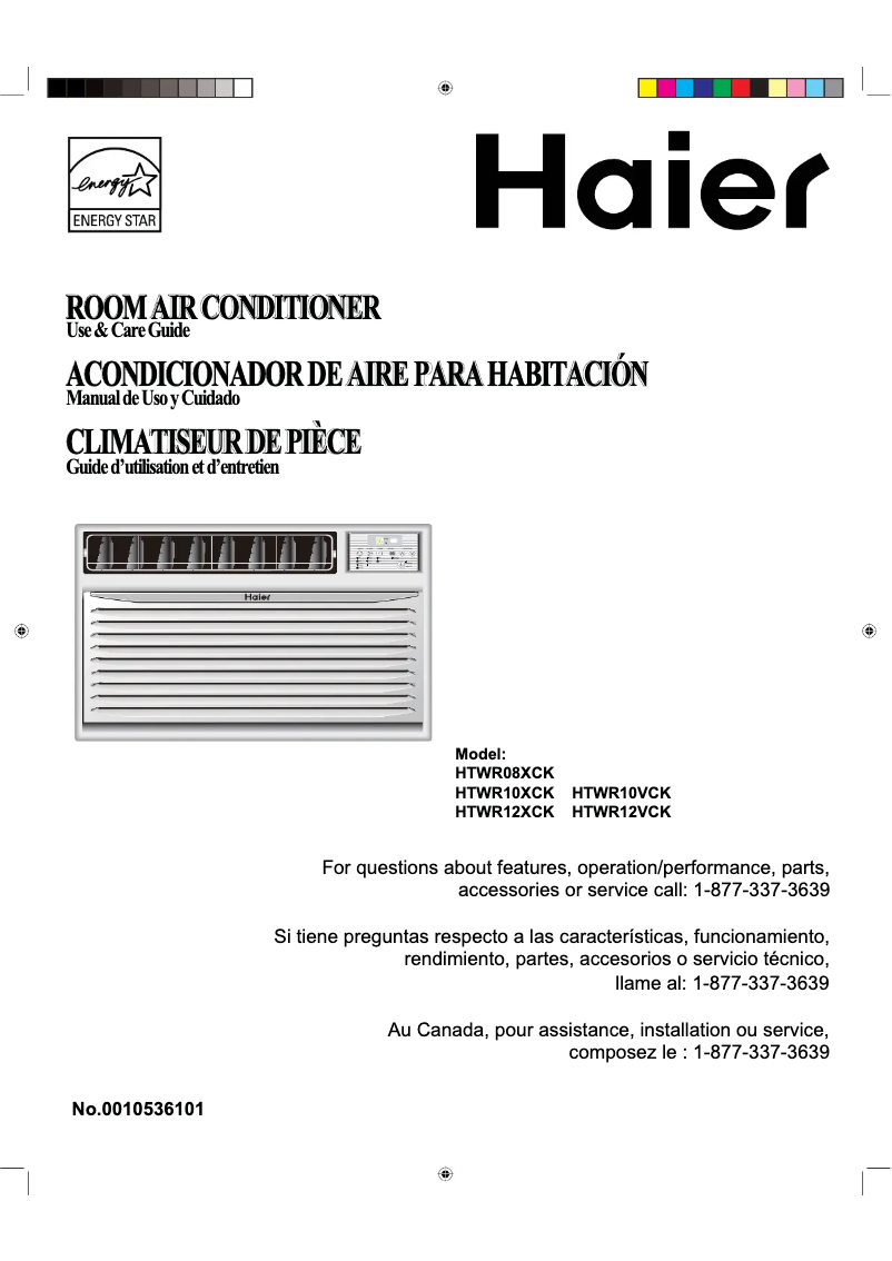 Page 1 de la notice Manuel utilisateur Haier HTWR12VCK