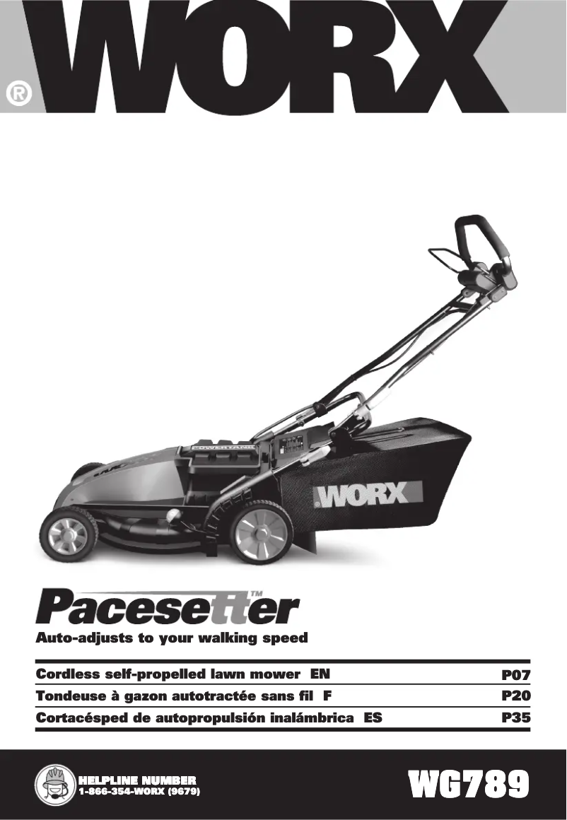 Page 1 de la notice Manuel utilisateur Worx WG789