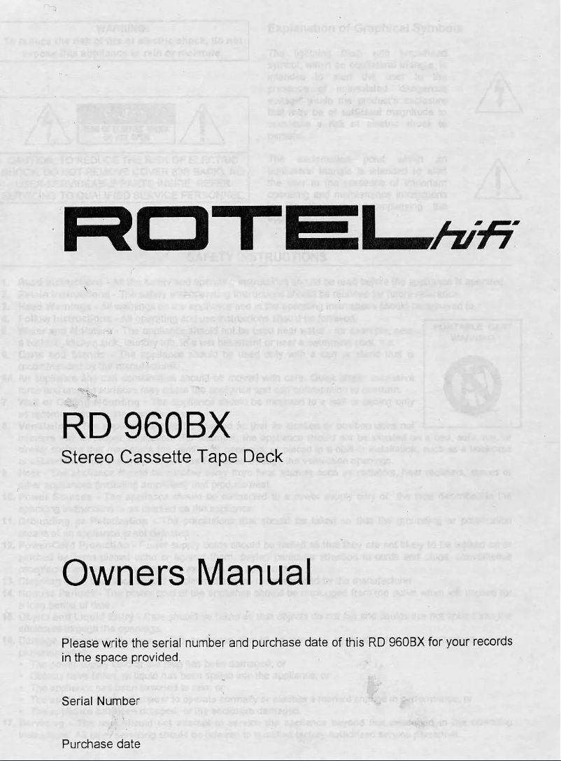 Image de la première page du manuel de l'appareil RD-960BX