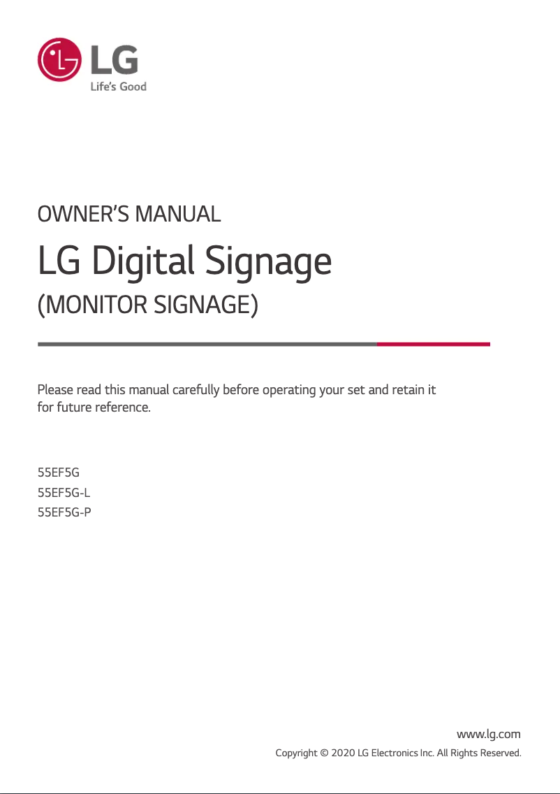 Page n°1 - Manuel utilisateur LG 55EF5G