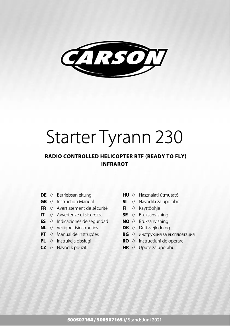 Página 1 del manual Manual de usuario Carson Starter Tyrann 230