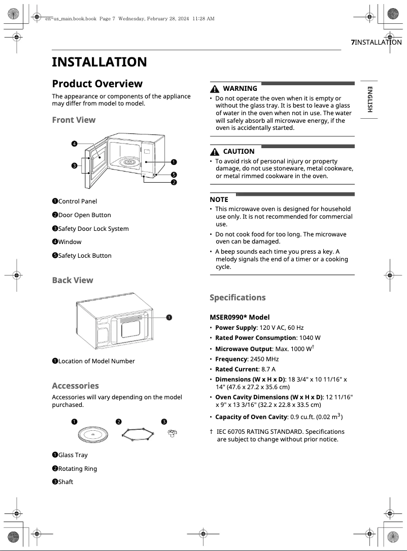 Page 1 de la notice Guide d'installation LG MSER0990S