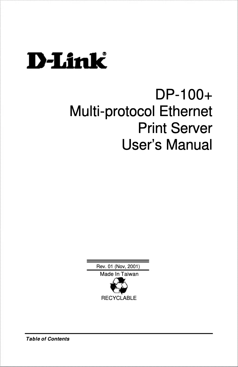 Page n°1 - Manuel utilisateur D-Link DP-100