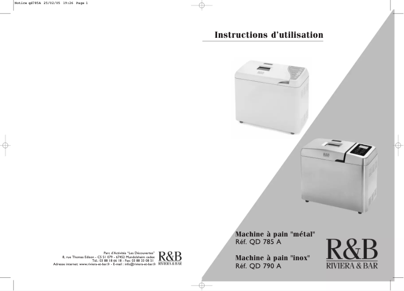 Page n°1 - Manuel utilisateur Riviera & Bar QD 785 A