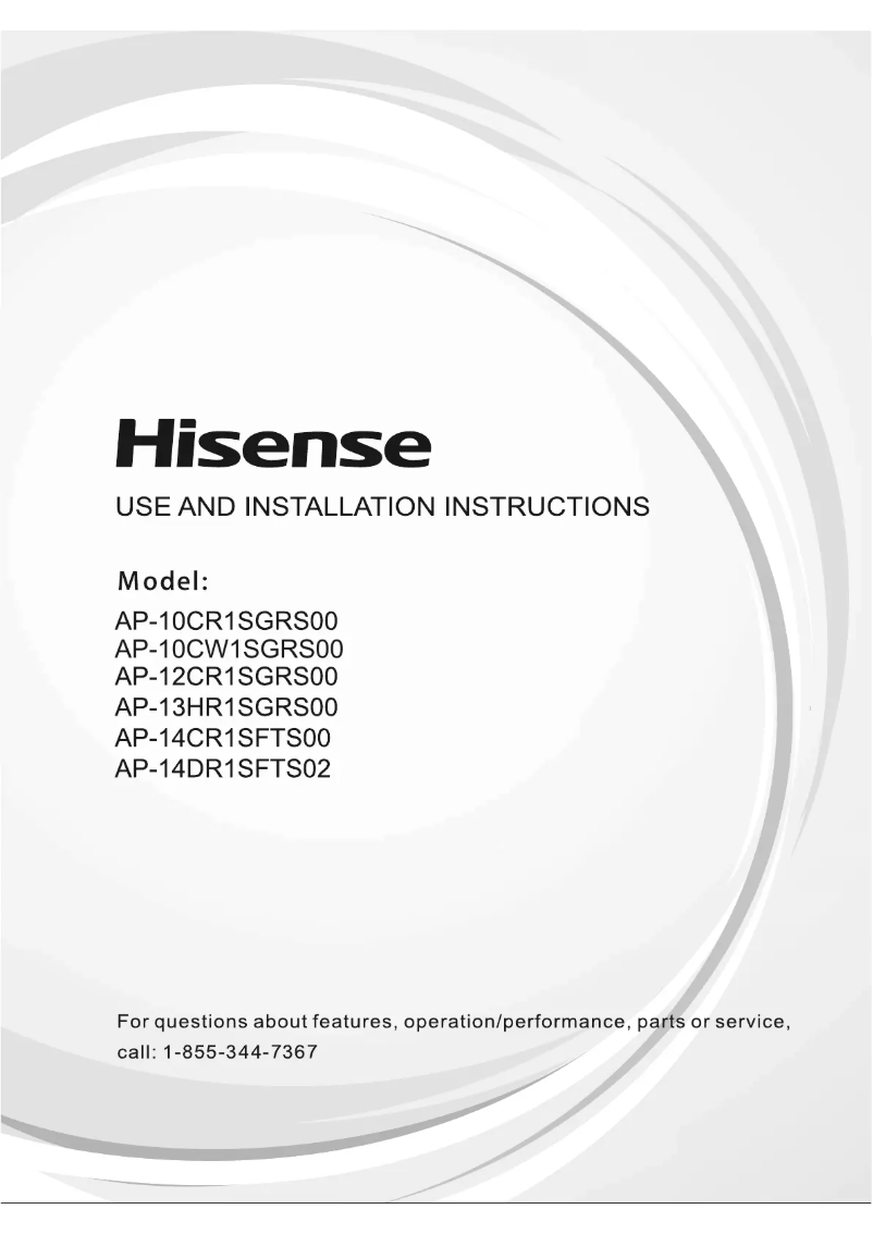 Page n°1 - Manuel utilisateur Hisense 10000-BTU-SACC
