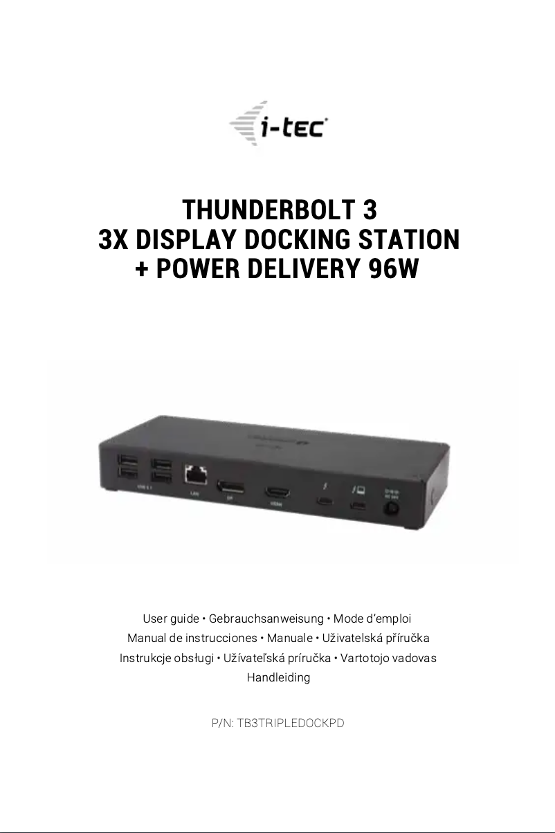 Page 1 de la notice Manuel utilisateur i-TEC TB3TRIPLEDOCKPD