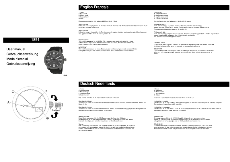 Page n°1 - Manuel utilisateur Davis 1891