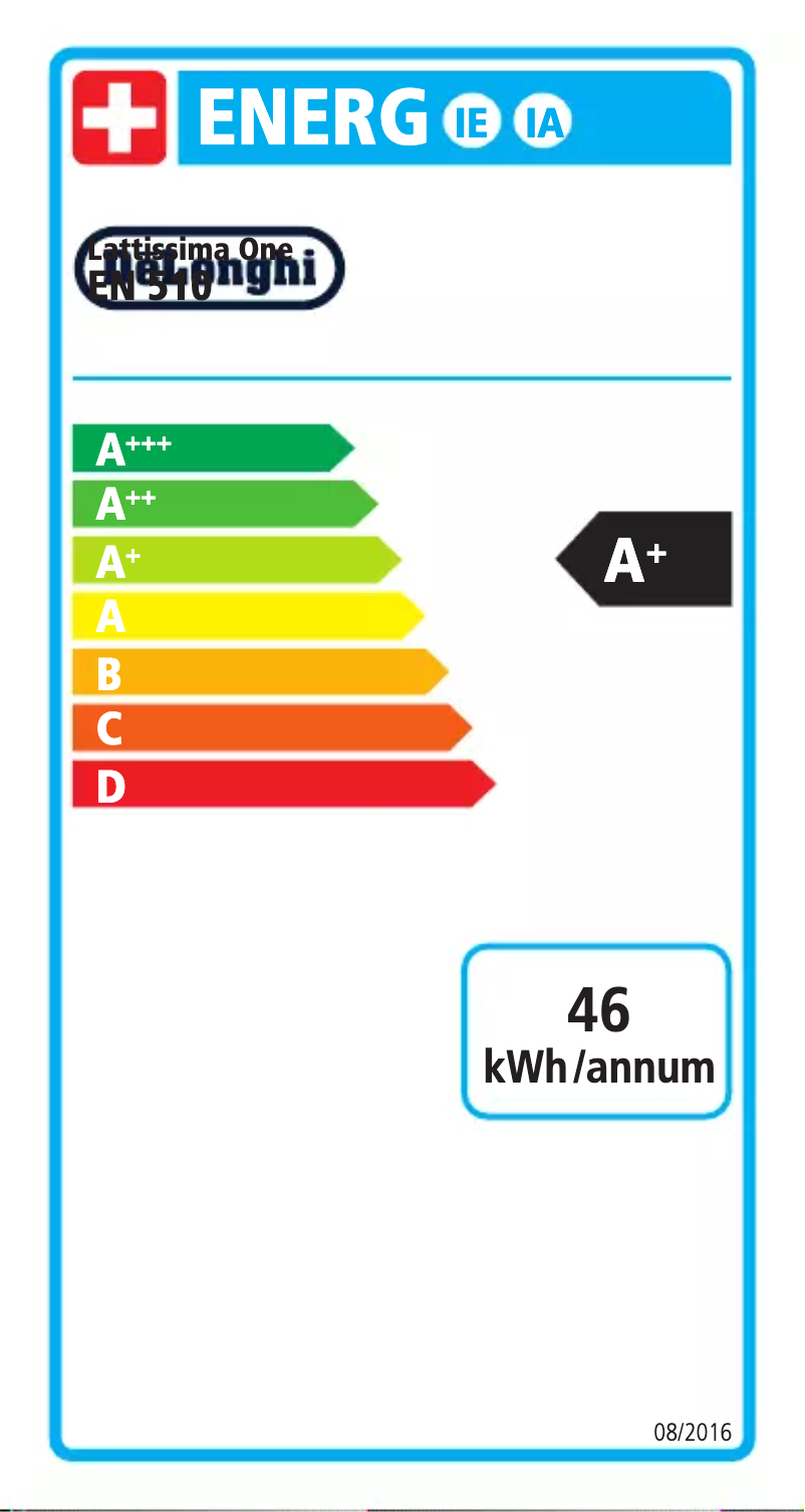 Page n°1 - Label énergétique DeLonghi Nespresso Lattissima One EN510