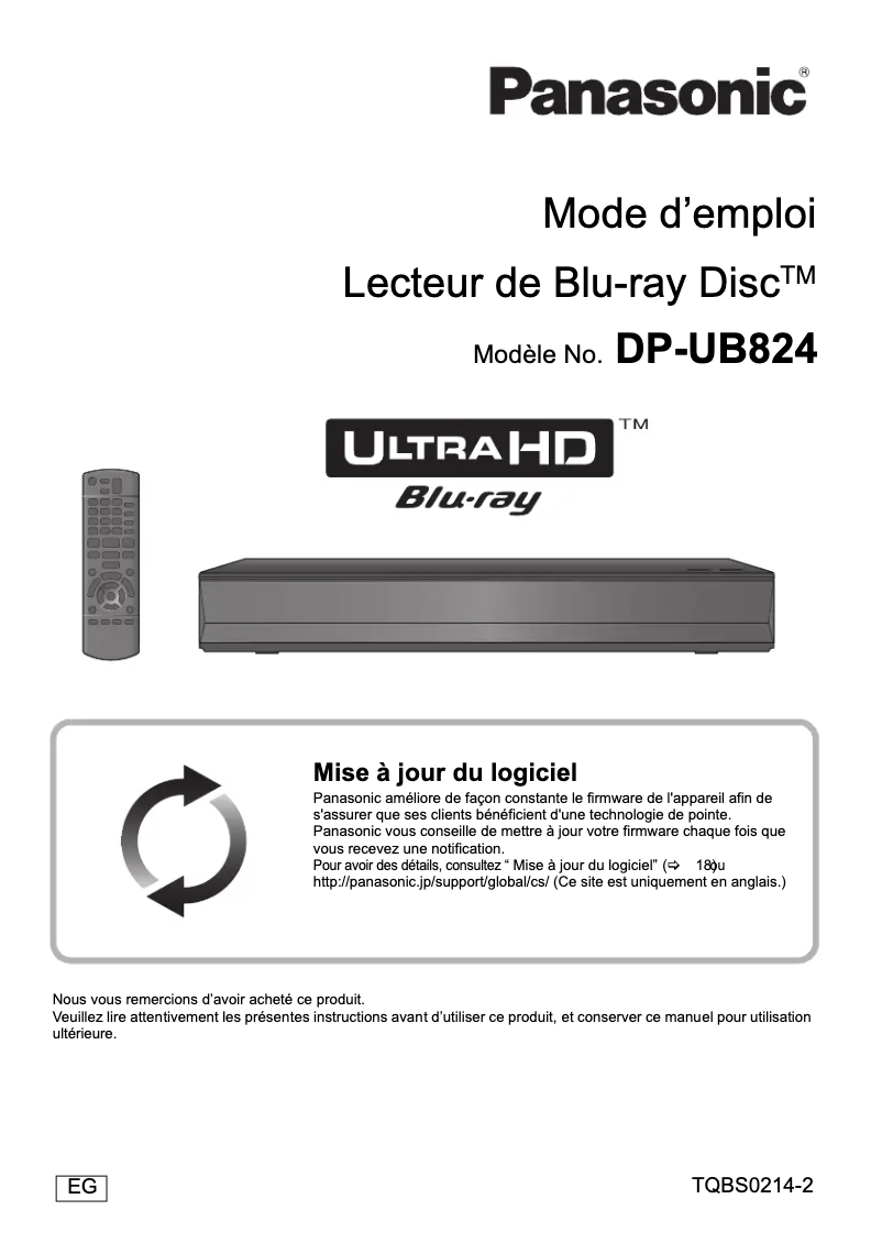 Image de la première page du manuel de l'appareil DP-UB824