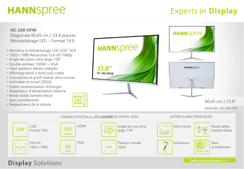 Page n°1 - Label énergétique Hannspree HC 240 HFW