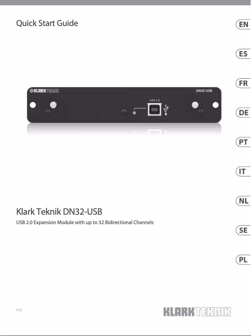 Page n°1 - Guide de démarrage rapide Klark Teknik DN32-USB