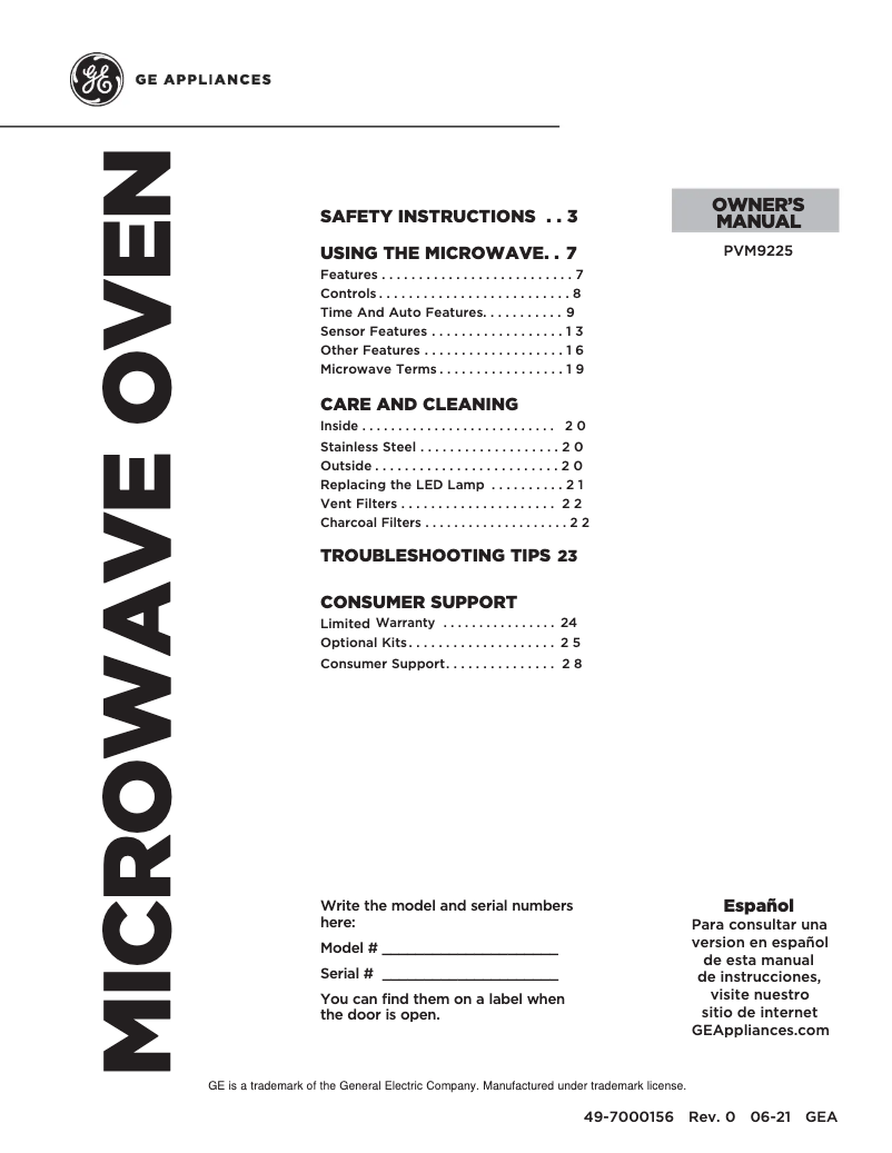 Image de la première page du manuel de l'appareil Profile PVM9225SRSS