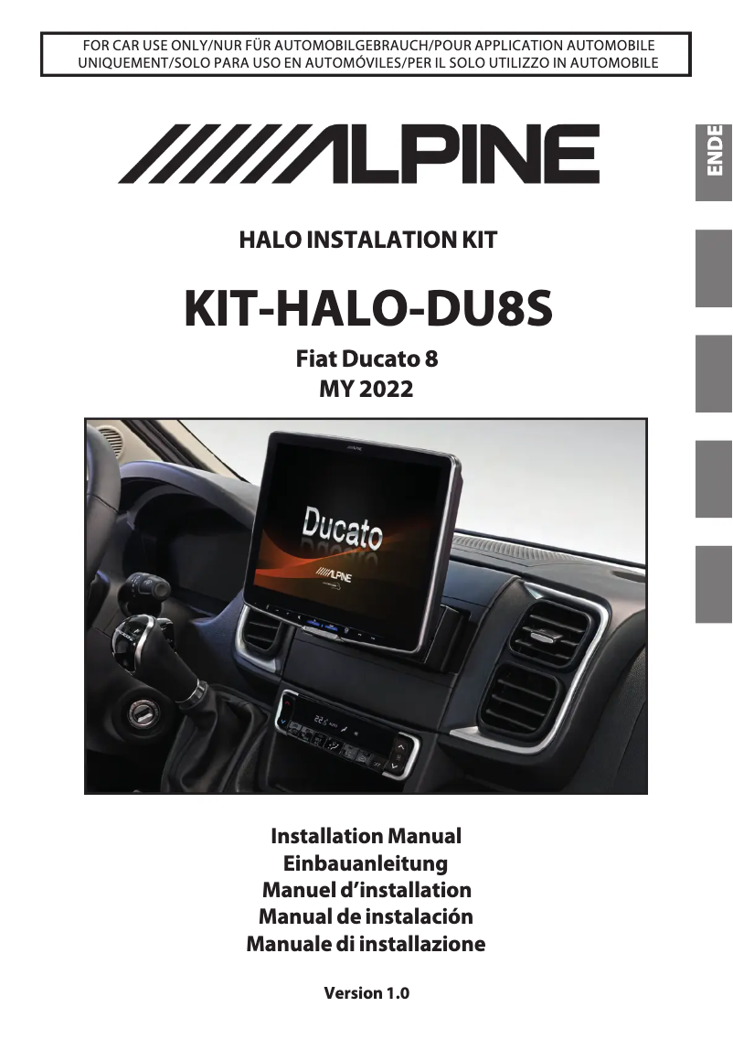 Page n°1 - Manuel utilisateur Alpine KIT-HALO-DU8S
