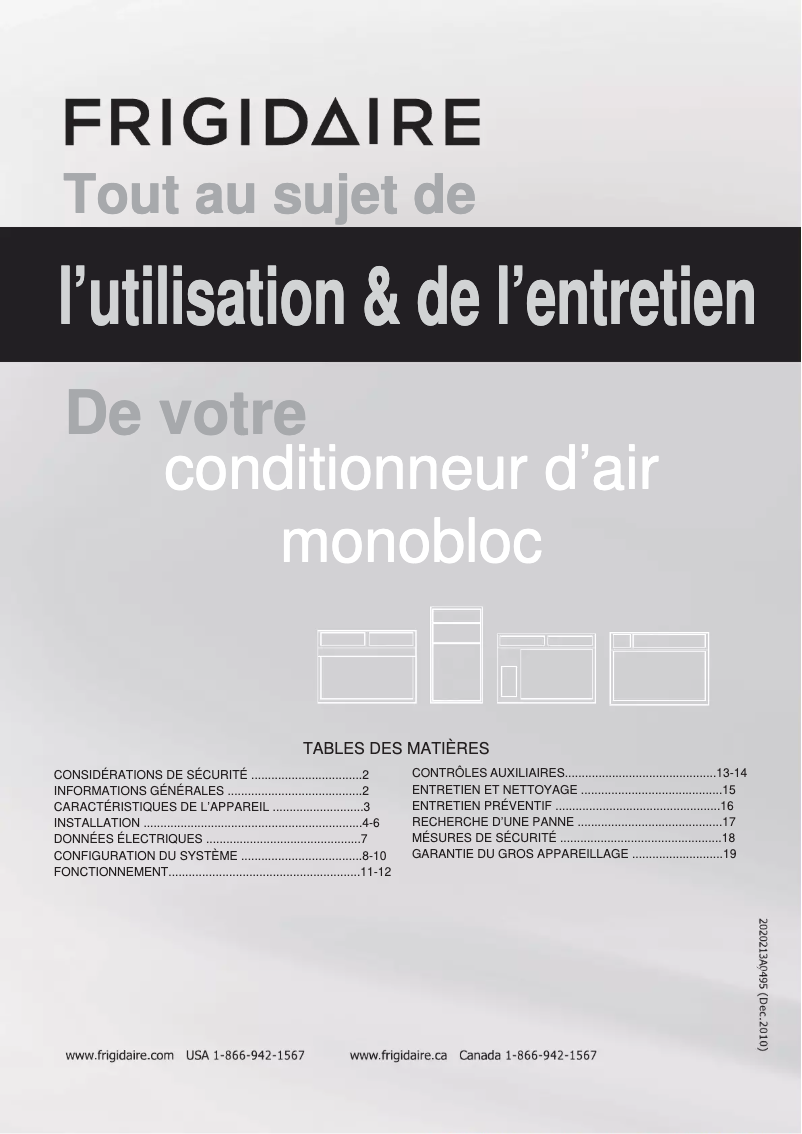 Page n°1 - Manuel utilisateur Frigidaire FFRP092HT3