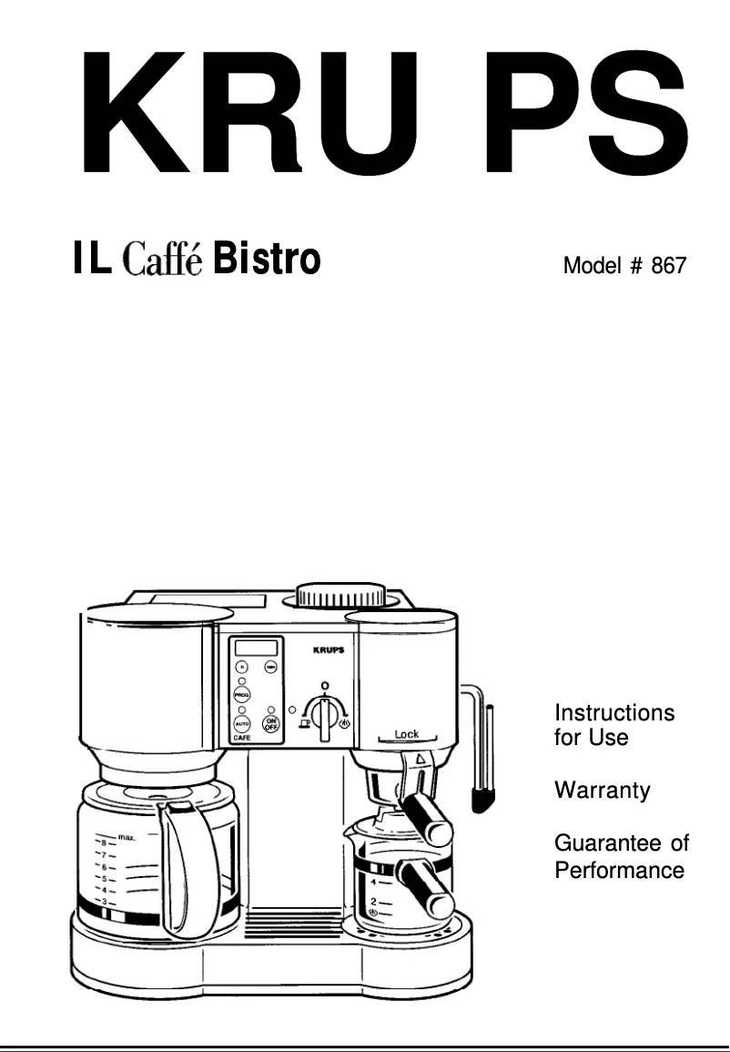 Page n°1 - Manuel utilisateur Krups 867 IL Caffe Bistro