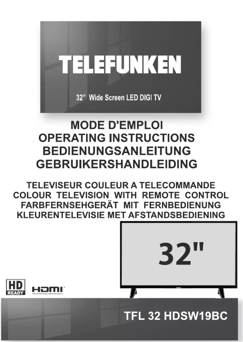 Page n°1 - Manuel utilisateur Telefunken TFL32HDSW19BC