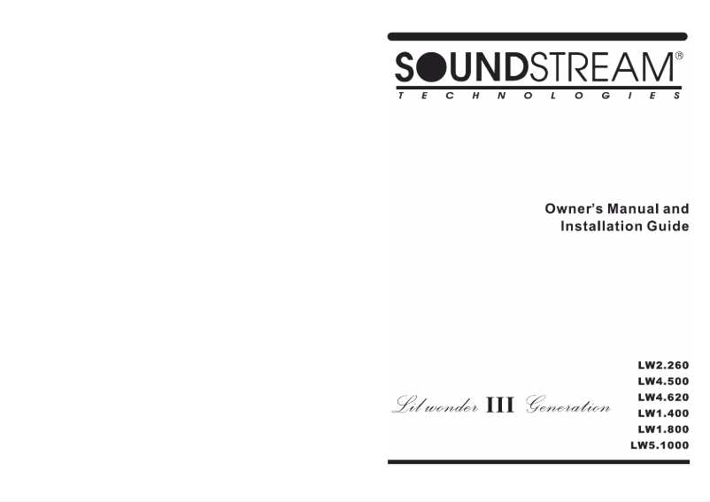 Page n°1 - Manuel utilisateur Soundstream LW 5.1000