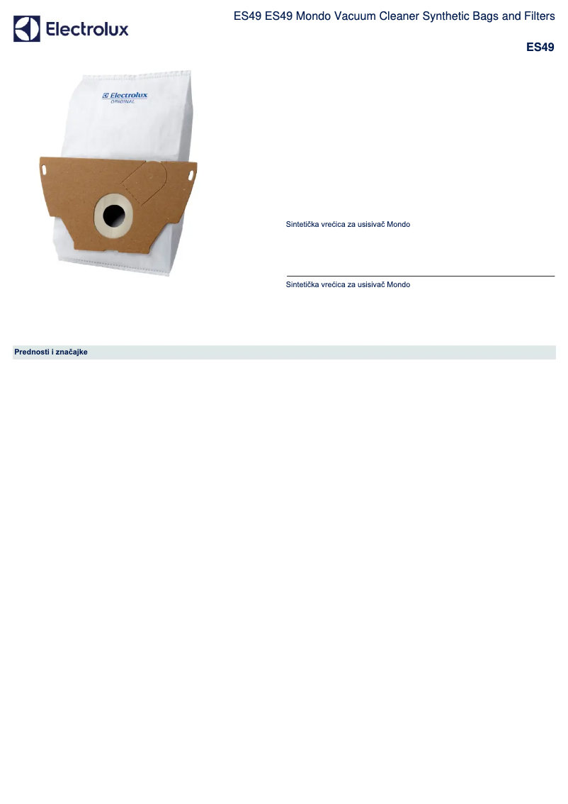 Page 1 de la notice Manuel utilisateur Electrolux ES49