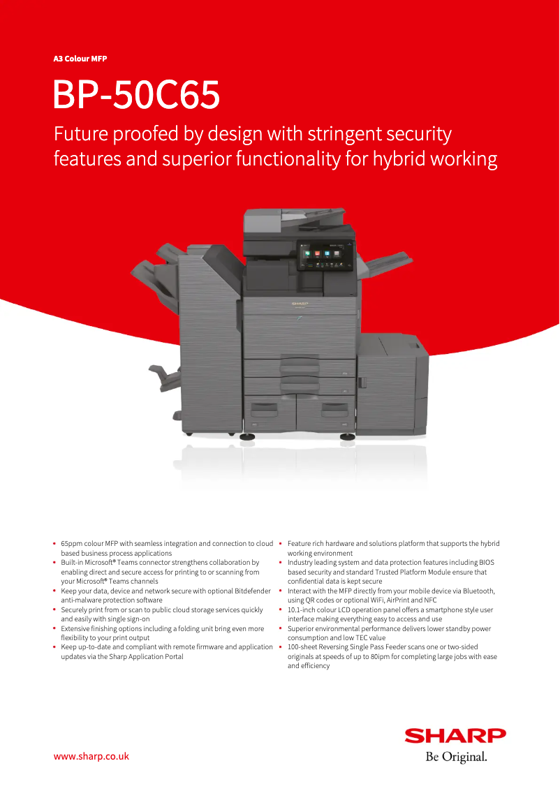 Page 1 de la notice Fiche technique Sharp BP-50C65