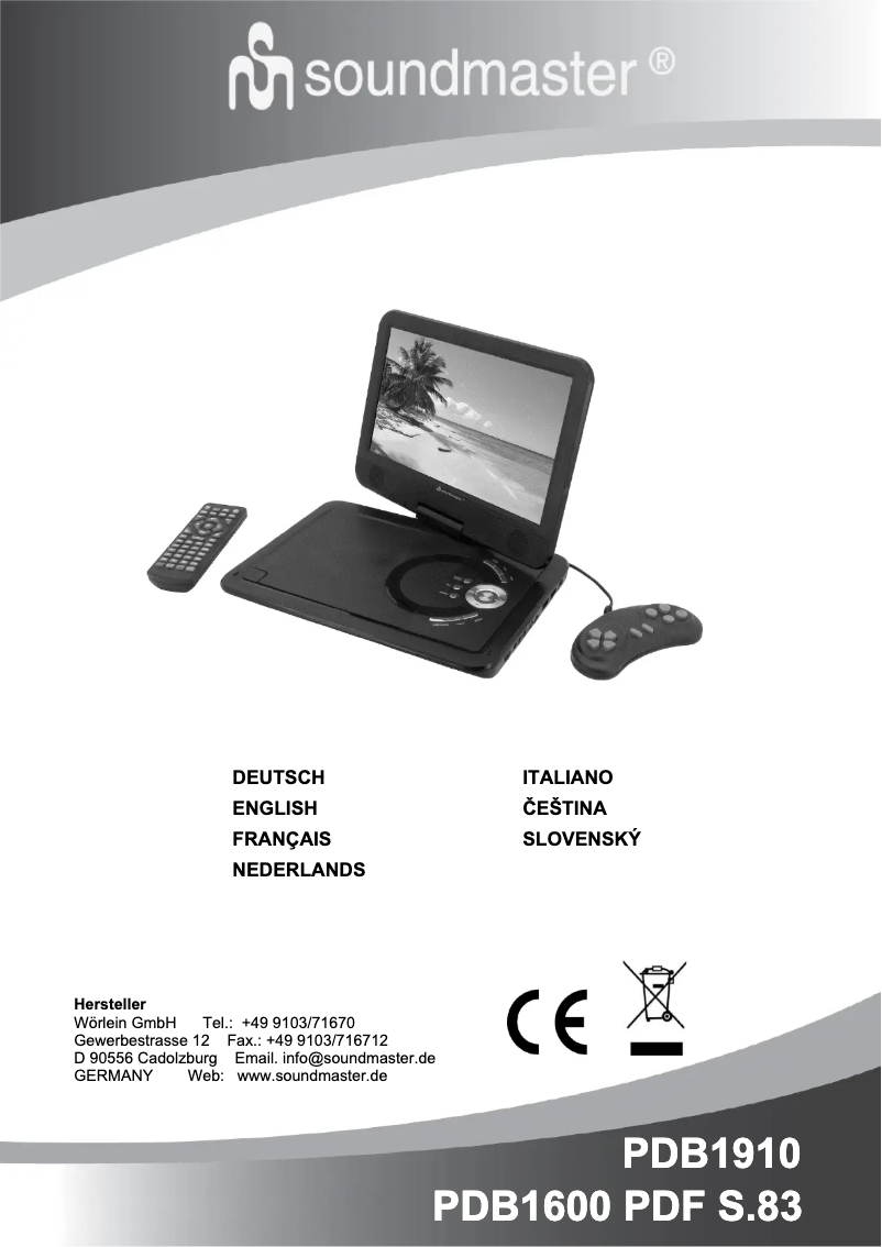 Page 1 de la notice Manuel utilisateur Soundmaster PDB1910