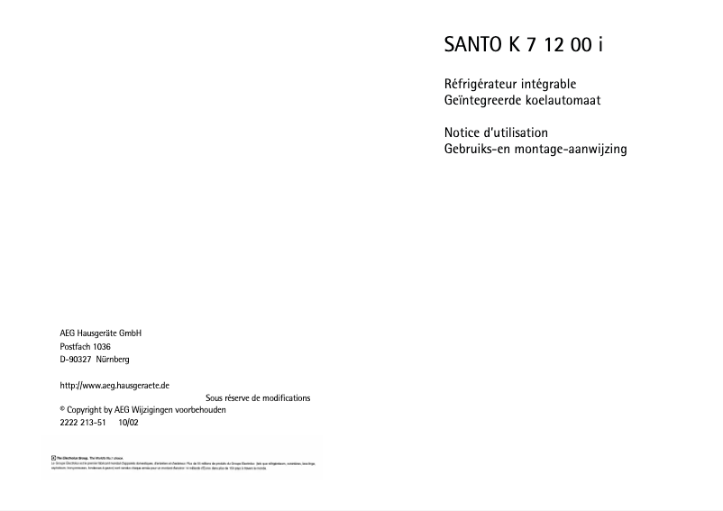 Página 1 del manual Manual de usuario AEG Santo K71200I