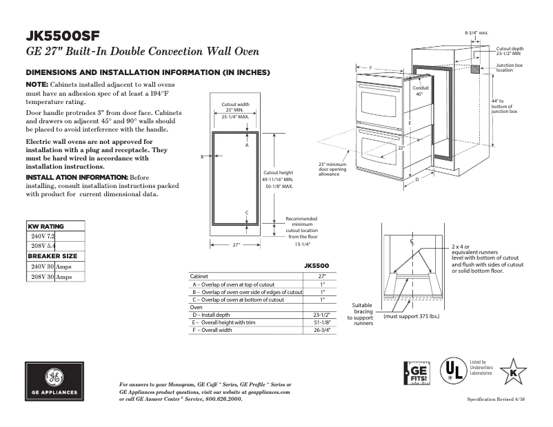 First page image of the manual for JK5500SFSS
