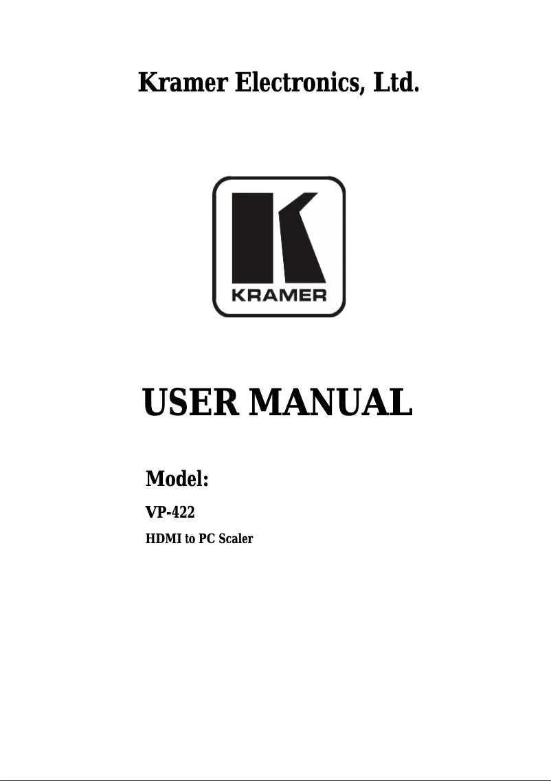Page n°1 - Manuel utilisateur Kramer VP-422
