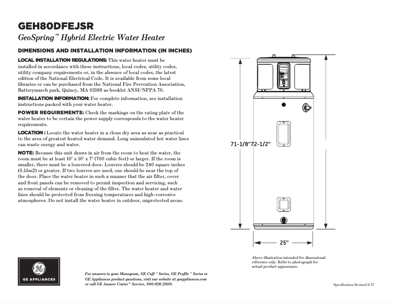 Image de la première page du manuel de l'appareil GeoSpring H80DFEJSR