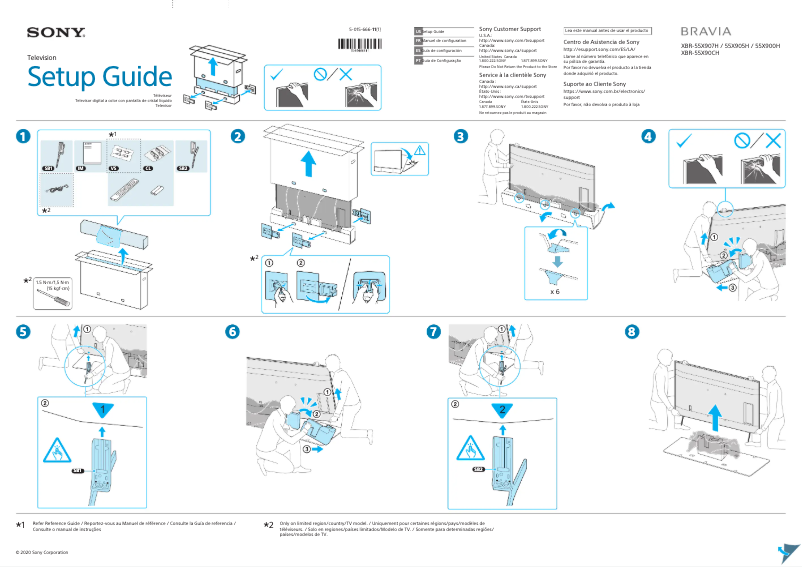 Page 1 de la notice Guide d'installation Sony Bravia XBR-55X900H